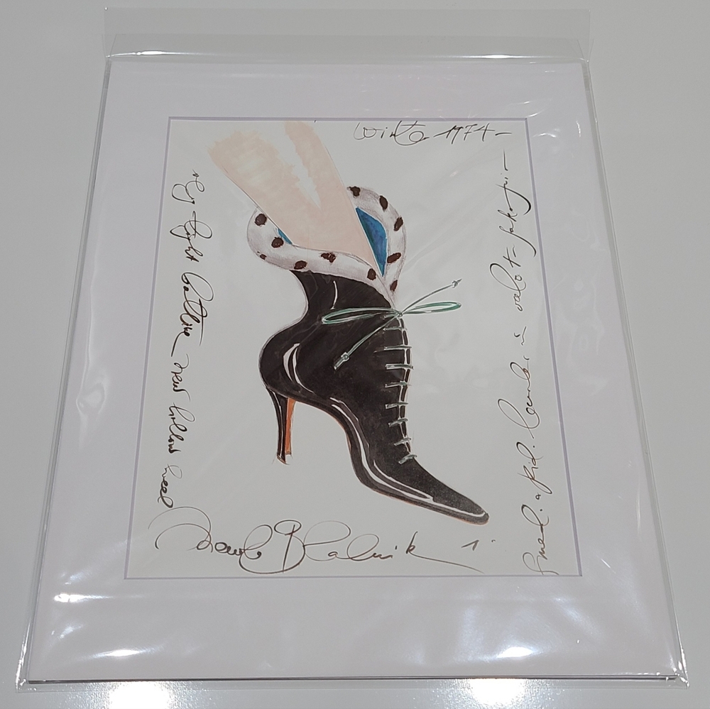 New Manolo Blahnik art print matted white 11 X 14
